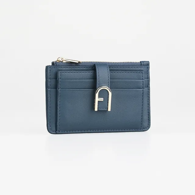 【FURLA 芙拉】FURLA FLOW 5卡卡夾零錢包(灰藍)
