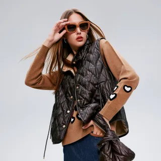 【KERAIA 克萊亞】熔岩熱可可菱格鋪棉背心