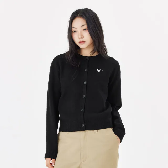 【Mark Gonzales】女裝 刺繡小天使圓領針織外套-黑色