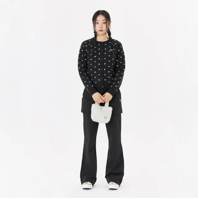 【Mark Gonzales】女裝 CLUV 圓領滿版緹花針織外套-黑色