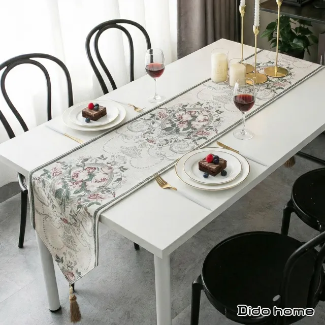 【Dido home】歐式復古 提花雪尼爾輕奢長桌巾桌旗(HM197)
