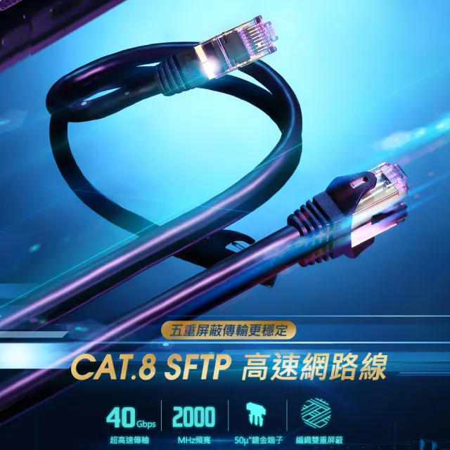 【PowerSync 群加】CAT.8 SFTP 鍍金接頭高速網路線/3m(L8VG0030)