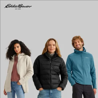 【Eddie Bauer】男女款長版抓絨大衣/輕量羽絨外套/拉鍊連帽外套 任選