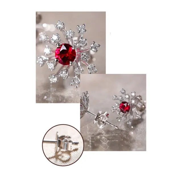 【海斯珠寶】蒲公英系列 18K金 天然紅寶石 天然鑽石 耳環 鴿血紅色 珠寶級工藝 光影流動效果 煙花綻放設計