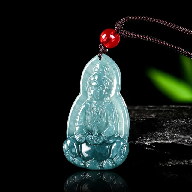 Paiya 派亞】天然A貨翡翠藍水淨瓶觀音菩薩吊墜冰種玉石掛件男女款(送禮