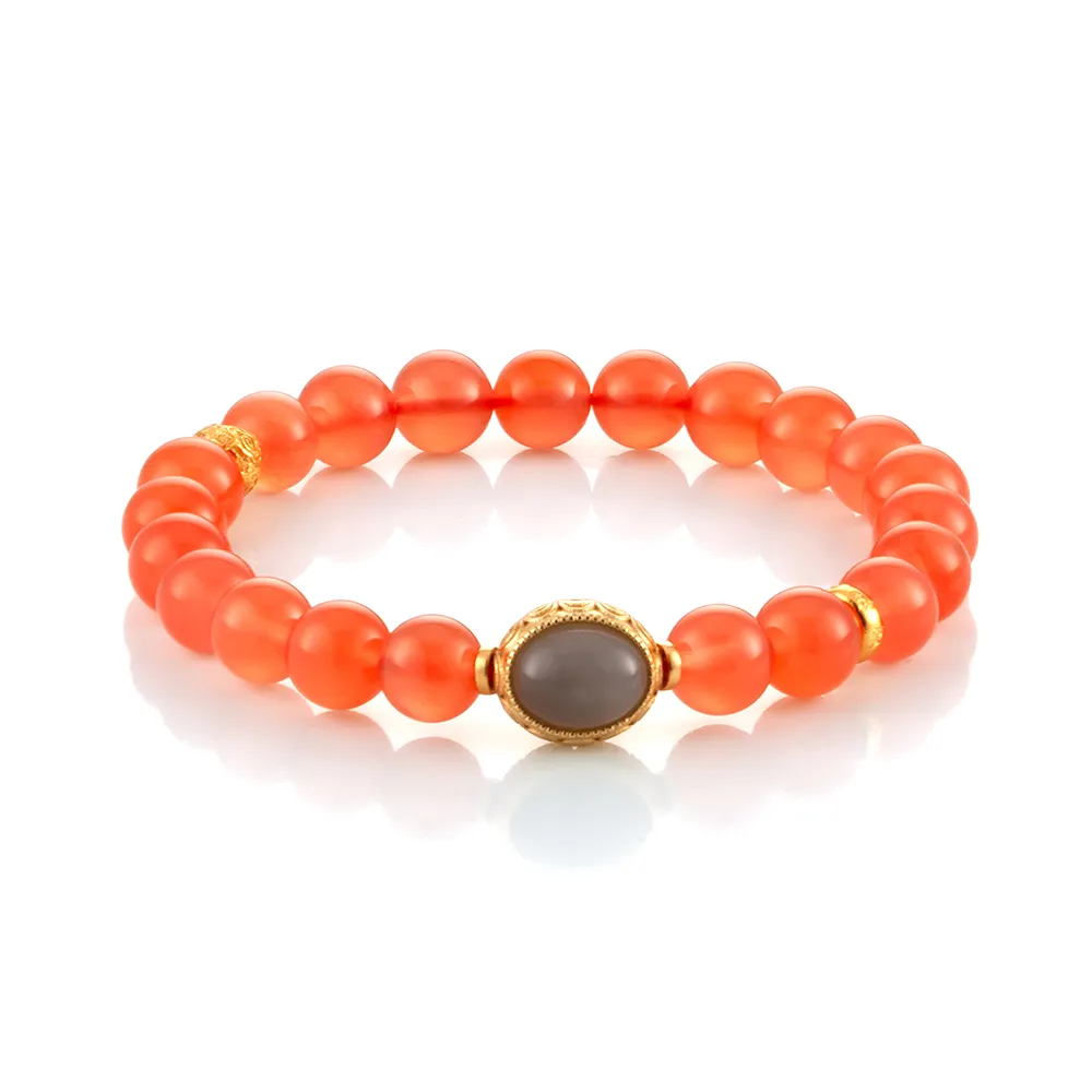 【Woogie武吉珠寶】冰紅南紅瑪瑙和田玉手鍊(煙紫8mm)