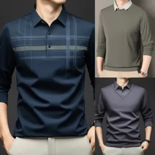 【NEW FORCE】買一送一-經典休閒男長袖上衣-多款可選(假兩件上衣/長袖上衣/保暖上衣/POLO衫)