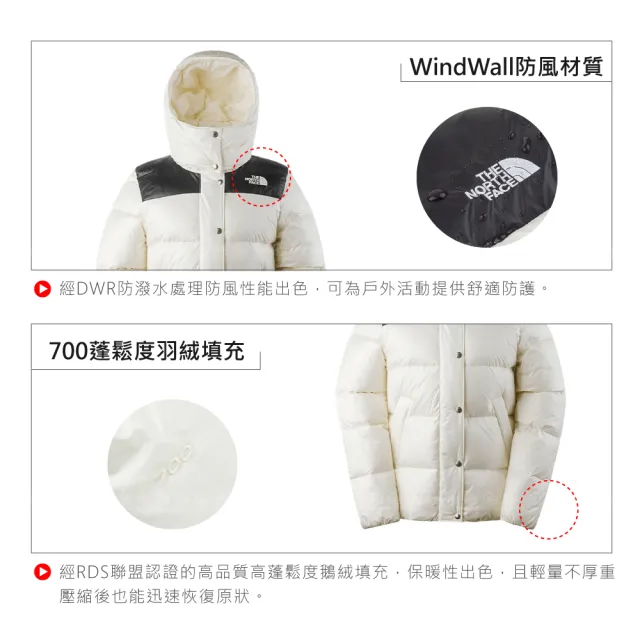 【The North Face】女 700FP 防風防潑羽絨外套《白》81S7/登山/保暖外套/防潑水