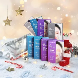 【Neogence 霓淨思】聖誕限定★美妝袋無針水光面膜組(緊緻*10片+保濕*10片+美白*5片)