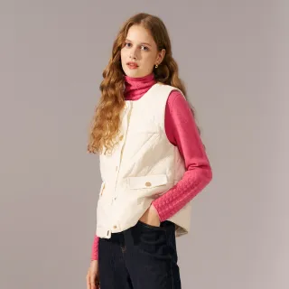 【KERAIA 克萊亞】初雪靜好圓領菱格紋鋪棉背心