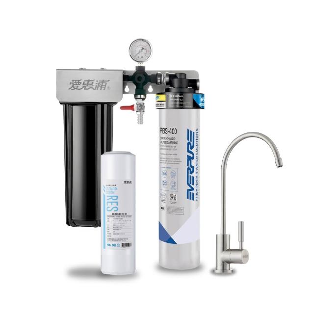 【EVERPURE 愛惠浦】櫥下型 PURVIVE Duo-PBS400兩道式生飲淨水器(升級不鏽鋼龍頭/前置樹脂)