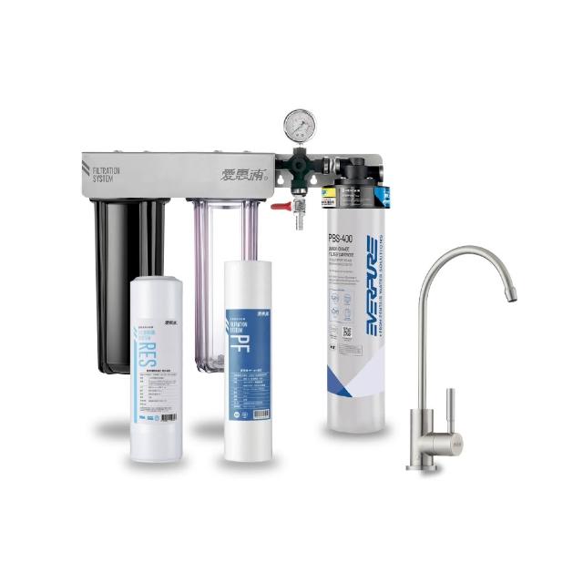 【EVERPURE 愛惠浦】櫥下型 PURVIVE Trio-PBS400三道式生飲淨水器(升級不鏽鋼龍頭/前置樹脂+PP)