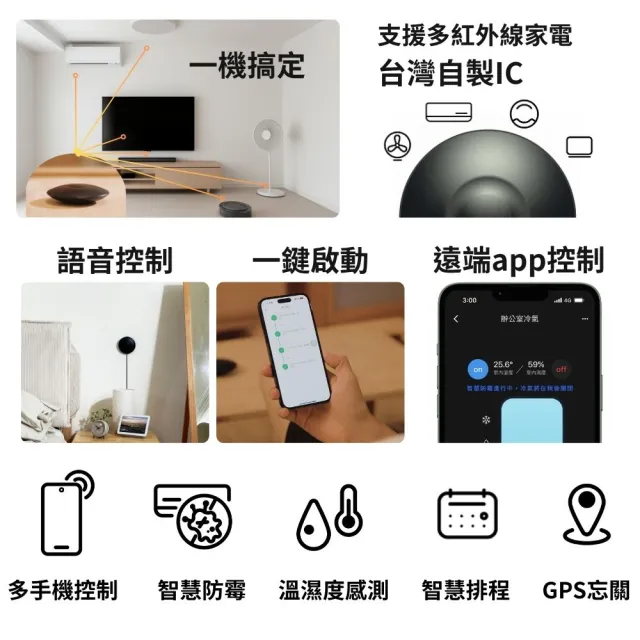 【AIFA】i-Ctrl Pro Plus 智慧遙控器(手機App×聲控＋GPS定位｜AI自動化 控冷氣／電視／風扇)
