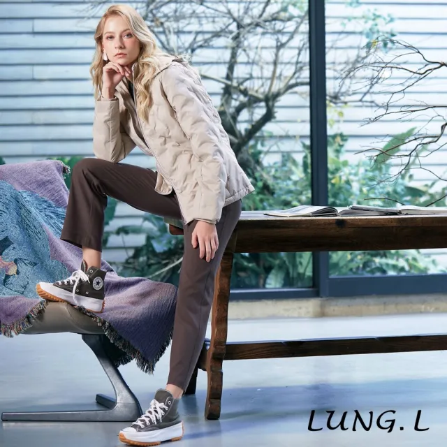【LUNG.L 林佳樺】LS94C70  暖雪燕麥色輕量女裝鋪棉外套(秋冬新品 加大尺碼 保暖)