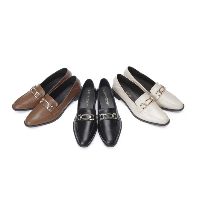 【FUFA Shoes 富發牌】小尖頭低跟樂福鞋-黑/棕/杏 1BE103(女鞋/樂福鞋/尖頭鞋/跟鞋)