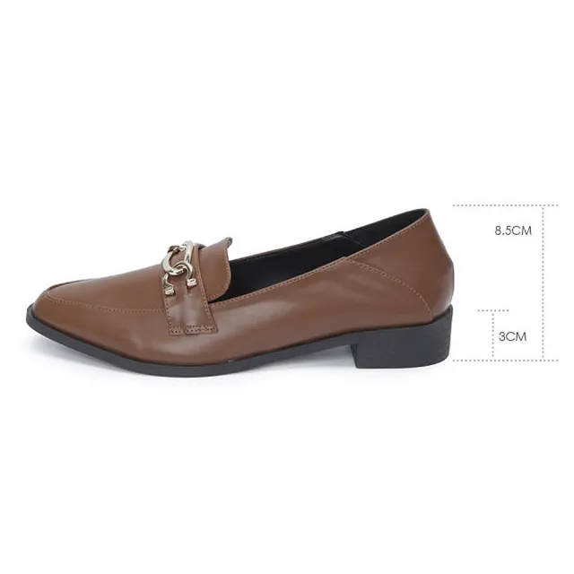 【FUFA Shoes 富發牌】小尖頭低跟樂福鞋-黑/棕/杏 1BE103(女鞋/樂福鞋/尖頭鞋/跟鞋)