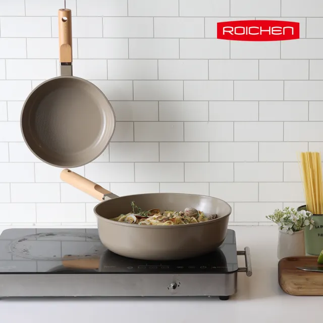 【Roichen】韓國抗菌陶瓷不沾深炒鍋 20cm(IH爐/全火源適用陶瓷塗層不沾鍋)