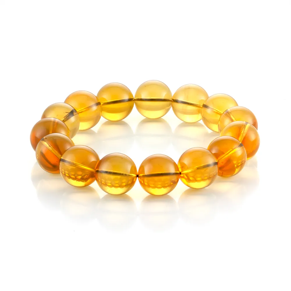 【Woogie武吉珠寶】琥珀蜜蠟精品藍珀手鍊(微粉高藍14mm)