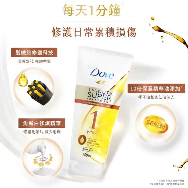【Dove 多芬】一分鐘護髮精華300mlx3入(深層修護/輕潤保濕)