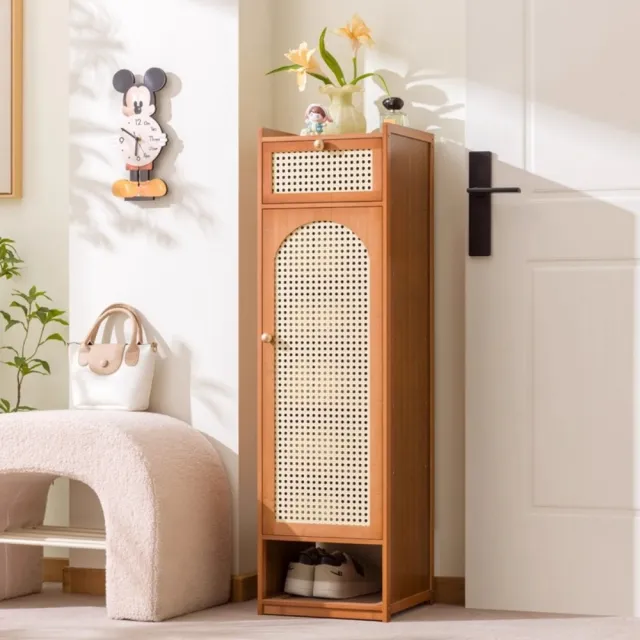 【銘利萊】鞋架子 多層家用鞋架 門口入戶窄型鞋櫃 簡易室內好看鞋架(網紋透氣門 八層帶屜31*31*108)