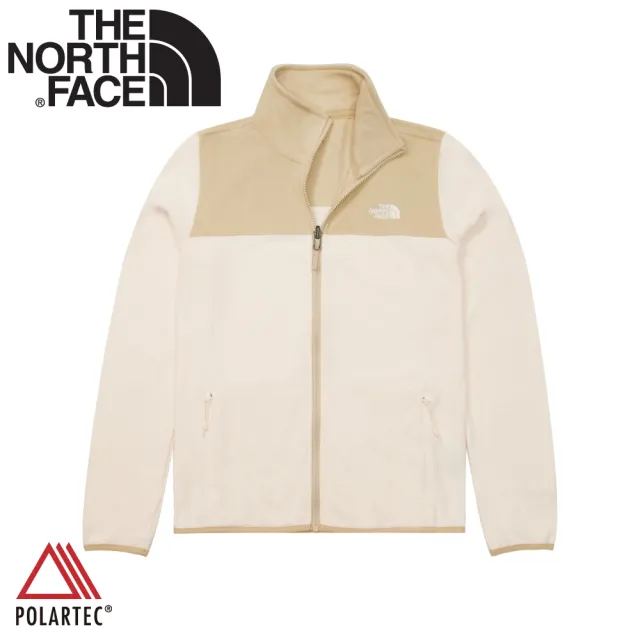【The North Face】女 可套式刷毛保暖外套《梔子白碎石》81SR/保暖立領抓絨外套/休閒外套