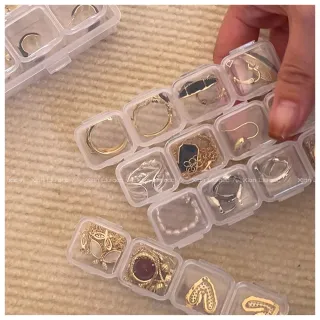 【HaNA 梨花】透明首飾盒．高級感透明格子收納盒耳環防氧化(飾品收納 收納盒 珠寶盒)