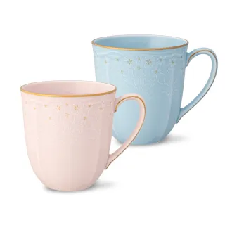 【NORITAKE】新芽-馬克杯對杯_玫瑰粉/早晨藍(可微波 精緻禮盒)