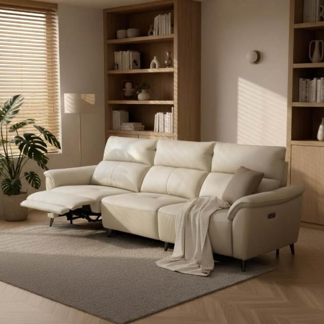 【IHouse】波爾多 零靠牆頭層牛皮 280CM雙位電動沙發/沙發床/大三人沙發(8953)
