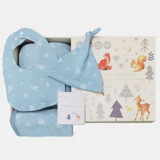 【Kori Deer 可莉鹿】彌月禮盒組-北歐風嬰兒萬用包巾+寶寶帽+圍兜+哺乳枕四件組(新生兒嬰兒帽安撫毯口水巾)