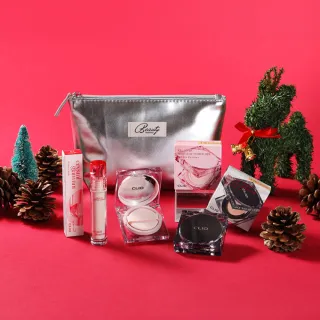 【CLIO 珂莉奧 官方直營】聖誕限定美妝袋袖珍版氣墊唇釉組(袖珍版氣墊x2+唇釉x1)