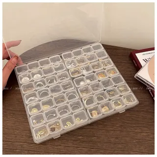 【HaNA 梨花】透明首飾盒．高級感透明格子收納盒耳環防氧化(飾品收納 收納盒 珠寶盒)