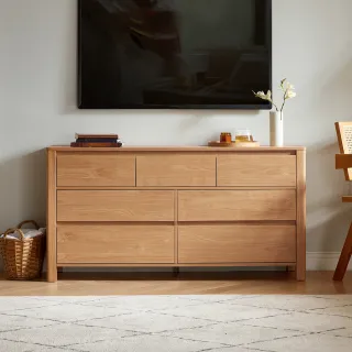 【hoi! 好好生活】林氏木業北歐原木風1.35M高電視櫃 OU1M