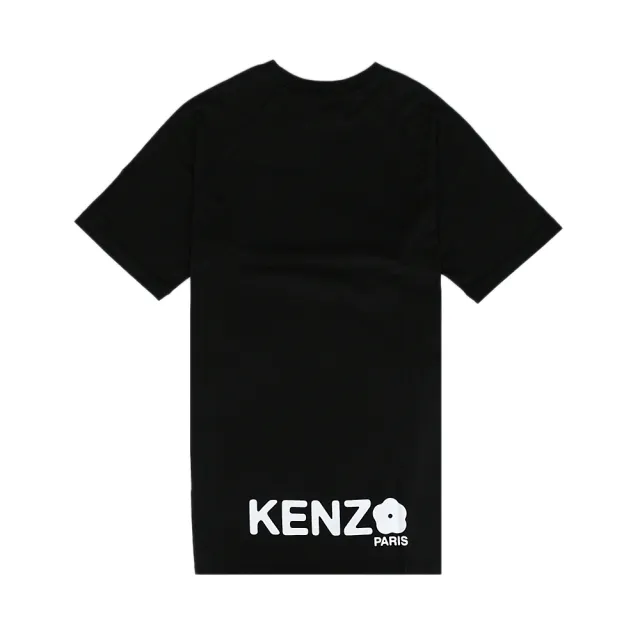 【KENZO】KENZO Boke Flower 2.0白字母LOGO海棠花布章純棉短袖連身裙(女款/黑)