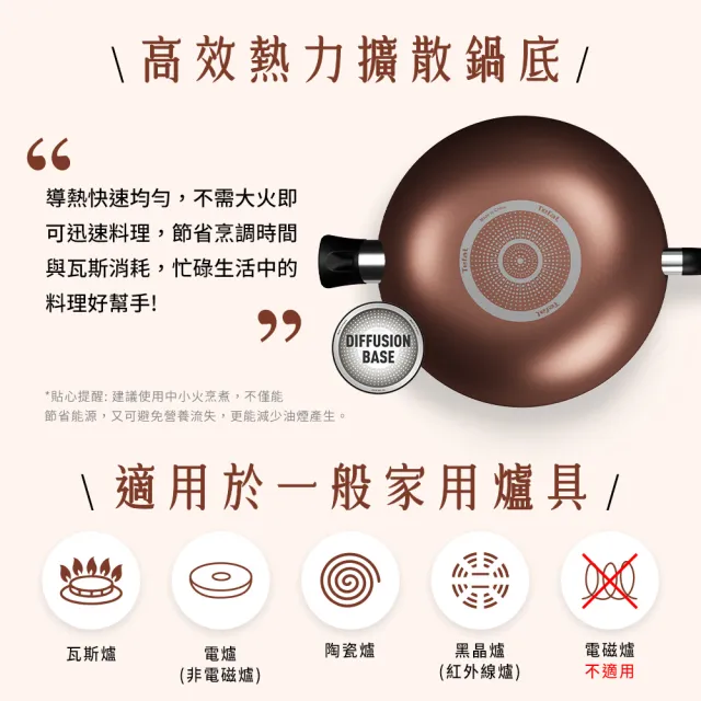 【Tefal 特福】Espresso醇火系列30CM不沾鍋炒鍋(加蓋)