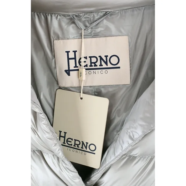 【HERNO】DORA 灰銀色立領 20D長版羽絨外套 絎縫隱形暗釦(羽絨 大衣 義大利頂級羽絨)