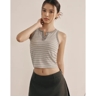 【WAVE SHINE】挺波衣-條紋削肩開釦Bra上衣-二色(K5LS003)