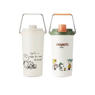 【CorelleBrands 康寧餐具】SNOOPY復刻黑白鋅動輕瓷大容量不鏽鋼手提保溫杯800ml
