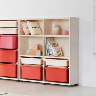 【iloom 怡倫家居】EDDI KIDS 950型3層收納櫃 附4個收納盒(書櫃 書架 雙層書架 兒童書架 玩具櫃 收納櫃)