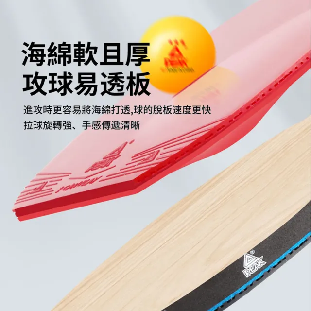 【PEAK】雙拍乒乓球拍訓練套裝 兵乓球初學者訓練球拍 橫拍/直拍 乒乓球套組 附收納包+5個乒乓球