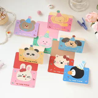 【Paper Play】萬用卡片-可愛卡通動物造型卡片 祝福卡 生日卡 感謝卡 留言小卡(8款任選)