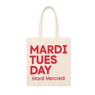 【MARDI MERCREDI】印花帆布袋 奶油色 經典小雛菊 紅花 簡約文字 CANVAS BAG FLOWER DU MARDI