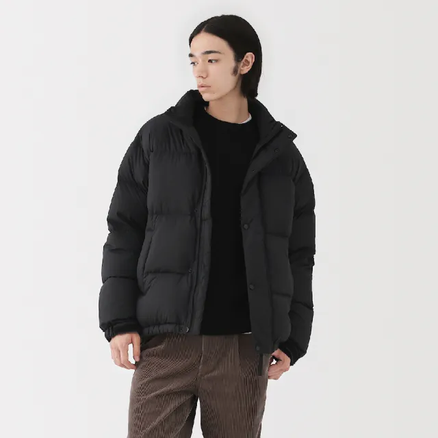 【MUJI 無印良品】男輕量羽絨可攜式外套(黑色/煙燻藍)