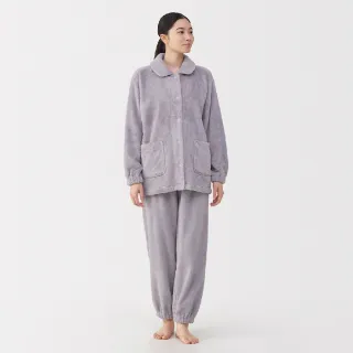 【MUJI 無印良品】女不易產生靜電暖纖毛保暖家居睡衣(淺米/粉紅/淺紫/煙燻棕)