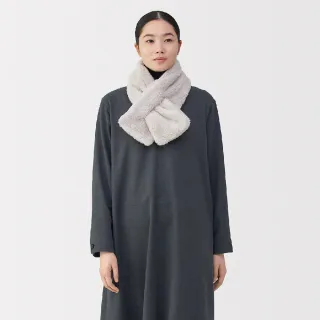 【MUJI 無印良品】再生聚酯纖維保暖絨毛圍巾(黑色/粉紅/灰棕/摩卡棕/淺米)