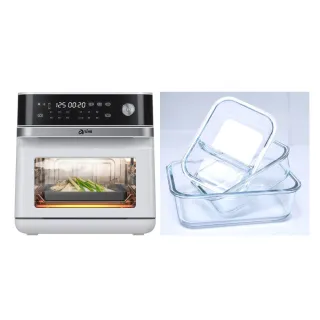【Arlink】可微波玻璃保鮮盒1500ml+ 蒸氣烤13L SB10 蒸氣氣炸烤箱｜125度速蒸｜透視玻璃(烘培烤箱)