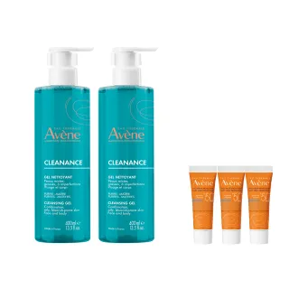 【Avene 雅漾官方直營】控油舒緩潔膚凝膠400ml 2入組(洗面乳/沐浴乳)