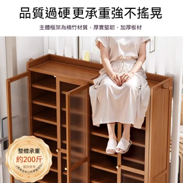 【銘利萊】大容量鞋櫃 進門鞋櫃 家用室內多層鞋架 省空間鞋櫃(家庭版 全板防塵門 8門12層120*32*170)