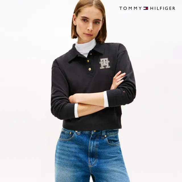 【TOMMY HILFIGER】官方旗艦館Varsity Polo衛衣_黑色