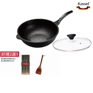 【韓國Kassel】經典款 鑽石超導熱不沾深炒鍋附鍋蓋-32cm(不沾鍋 不挑爐具、IH爐可用鍋、瓦斯爐適用)