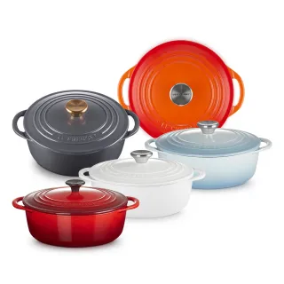 【Le Creuset】BIS琺瑯鑄鐵鍋圓鍋 22cm(櫻桃紅/火焰橘/海岸藍/棉花白/石墨灰 5色選1)